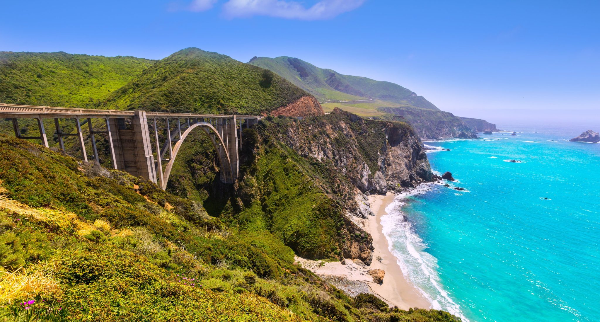 California Bixby bridge in Big Sur in Monterey County along State Route 1